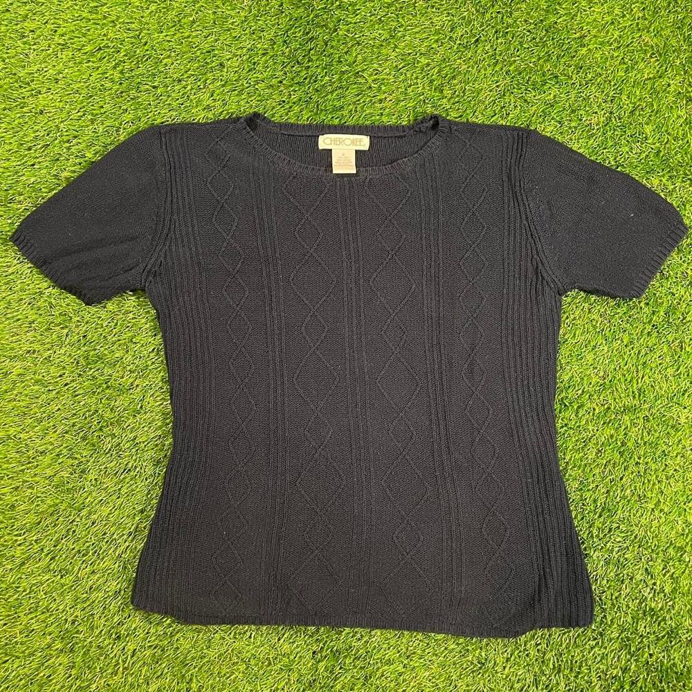Cherokee Women's silk blend knitted short sleeve sweater top size S